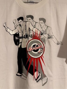 Vintage Y2K Elvis Presley Graphic Tee with Red Accents AAA Tag USA